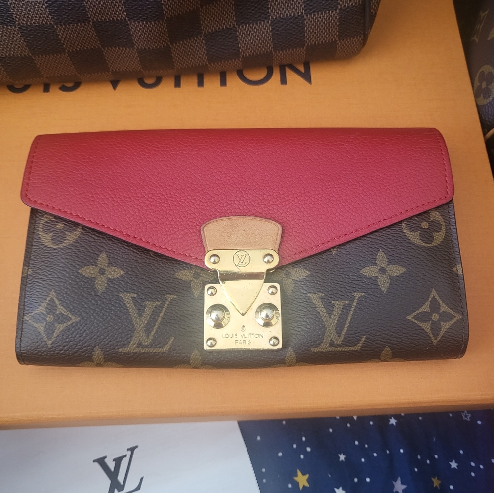 Louis Vuitton Red Brown Pallas Monogram Wallet